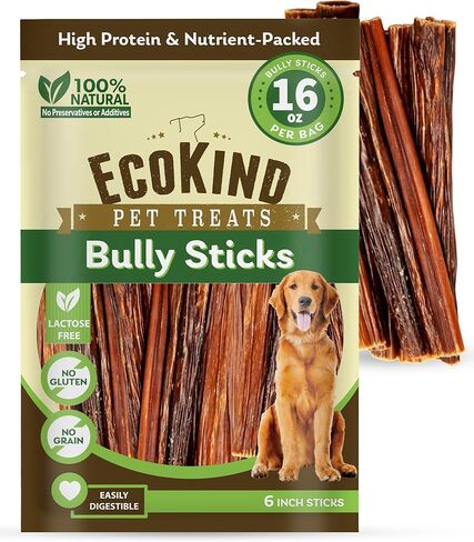 EcoKind Pet Treats All-Natural Premium 4 Inch Bully Sticks for Dogs | 16 Oz. Bag | Delicious Protein Rich Dog Chews in Kuwait