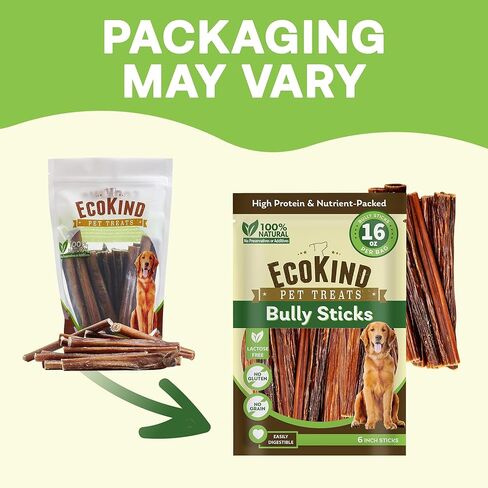 EcoKind Pet Treats All-Natural Premium 4 Inch Bully Sticks for Dogs | 16 Oz. Bag | Delicious Protein Rich Dog Chews in Kuwait