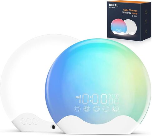 Wake Up Light, Sunrise Alarm Clock with 10,000 Lux Therapy Light, White Noise Sound Machine with Sleep Aid, 11 Atmosphere Lights, Dual Alarm & Snooze Function in Saudi Arabia