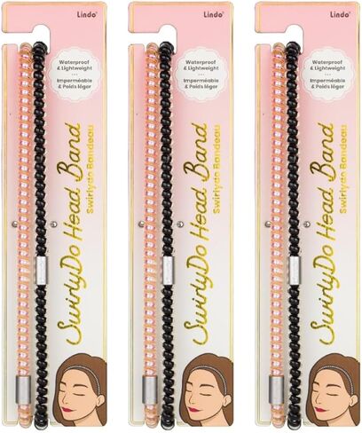 Lindo Non-Slip Elastic Soft Plastic Coil Swirlydo Headbands, Waterproof, Athletic Headbands, Workout Headbands, for Exercising, Sports, Gym, Pilates, Running, Yoga, Colorful, Multi-Color, 6 Pack in Kuwait