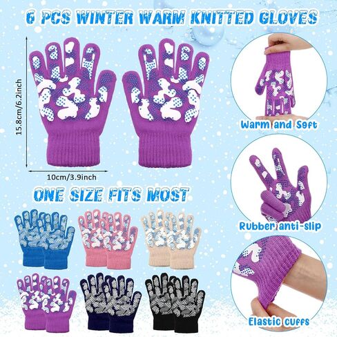 JaGely 20 Pcs Kids Winter Hats Gloves Set Warm Knit for 5-10 Unisex Cold Weather for Boys Girls School Donation Gift in Saudi Arabia