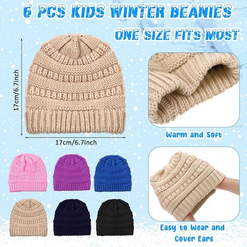 JaGely 20 Pcs Kids Winter Hats Gloves Set Warm Knit for 5-10 Unisex Cold Weather for Boys Girls School Donation Gift in Saudi Arabia