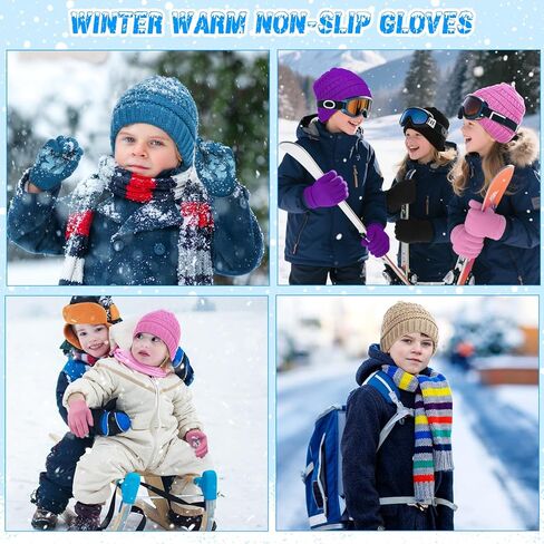 JaGely 20 Pcs Kids Winter Hats Gloves Set Warm Knit for 5-10 Unisex Cold Weather for Boys Girls School Donation Gift in Saudi Arabia