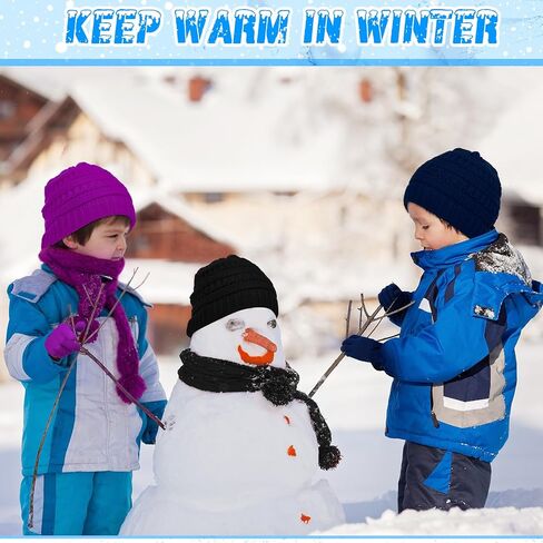 JaGely 20 Pcs Kids Winter Hats Gloves Set Warm Knit for 5-10 Unisex Cold Weather for Boys Girls School Donation Gift in Saudi Arabia