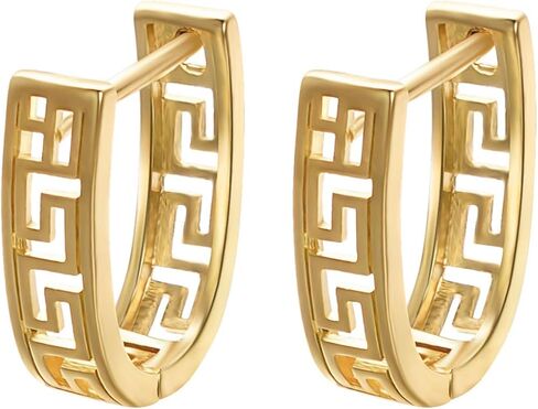Huggie Hoop Greek Earrings For Women Unique 14K Gold Plated Cutout U Shaped Earrings Jewelry in Saudi Arabia