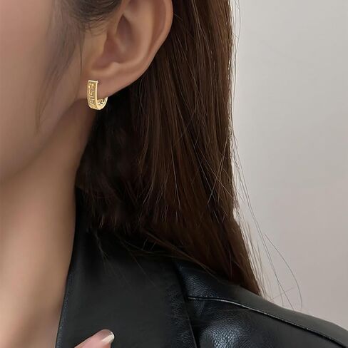 Huggie Hoop Greek Earrings For Women Unique 14K Gold Plated Cutout U Shaped Earrings Jewelry in Saudi Arabia