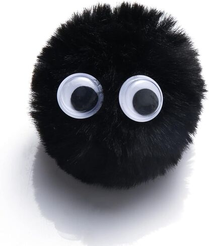 50pcs Acrylic Black Pompom Balls 2 Inch Acrylic Large Pompoms Balls Halloween Costume Pom Poms Crafts Pom Poms 100pcs Adhesive Eyes Halloween Party Christmas DIY Crafts in Kuwait