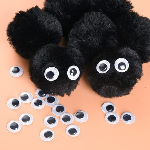 50pcs Acrylic Black Pompom Balls 2 Inch Acrylic Large Pompoms Balls Halloween Costume Pom Poms Crafts Pom Poms 100pcs Adhesive Eyes Halloween Party Christmas DIY Crafts in Kuwait