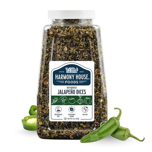 Harmony House Dried Jalapeno Peppers – Dehydrated Peppers For Cooking, Camping, Emergency Supply and More, 6 oz, Quart Jar in Kuwait