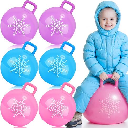 Sratte 6 Pcs Hopper Ball with Handle Bouncing Ball Marble Bouncy Balls Hopping Toys Inflatable Hop Ball Jumping Ball for Jumping Sport Boys Girls Gifts Party Favors (Bright Color) in Saudi Arabia