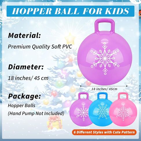 Sratte 6 Pcs Hopper Ball with Handle Bouncing Ball Marble Bouncy Balls Hopping Toys Inflatable Hop Ball Jumping Ball for Jumping Sport Boys Girls Gifts Party Favors (Bright Color) in Saudi Arabia