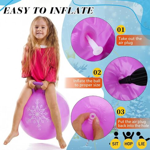 Sratte 6 Pcs Hopper Ball with Handle Bouncing Ball Marble Bouncy Balls Hopping Toys Inflatable Hop Ball Jumping Ball for Jumping Sport Boys Girls Gifts Party Favors (Bright Color) in Saudi Arabia