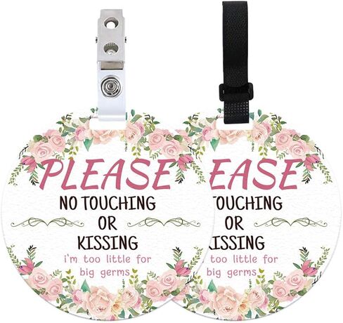 PLIGREAT 2 Pack Yellow Stop Don't Touch Baby Car Seat Sign for Newborn Baby Girls Boys No Touching Kissing Baby Reminder Signage for Baby Carrier Car Seat Stroller Tag with Hanging Straps and Clip in Saudi Arabia
