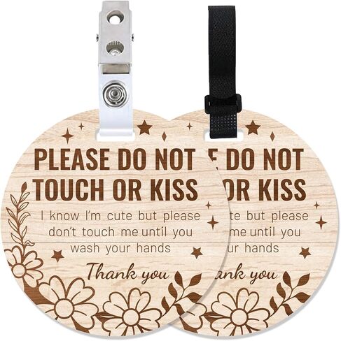 PLIGREAT 2 Pack Yellow Stop Don't Touch Baby Car Seat Sign for Newborn Baby Girls Boys No Touching Kissing Baby Reminder Signage for Baby Carrier Car Seat Stroller Tag with Hanging Straps and Clip in Saudi Arabia