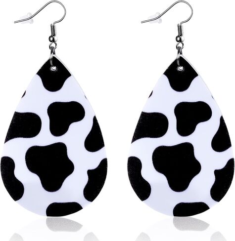 Polka Dot Earrings for Women Leather Black and White Dangle Jewelry Outfits Accessories in Saudi Arabia