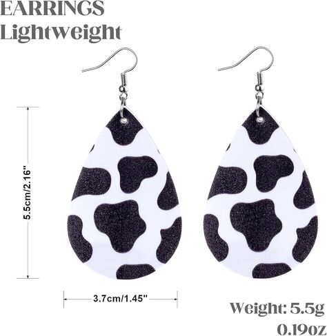 Polka Dot Earrings for Women Leather Black and White Dangle Jewelry Outfits Accessories in Saudi Arabia