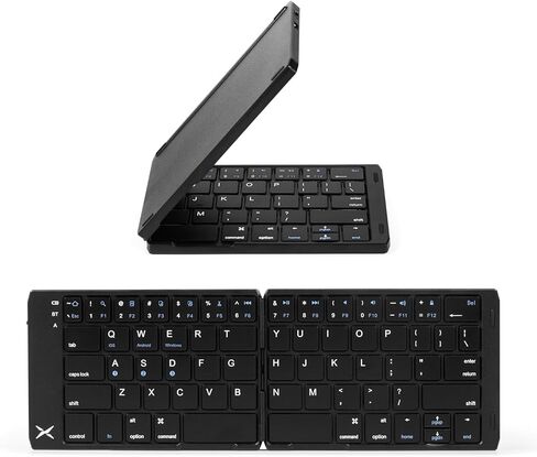 DeLUX Foldable Keyboard with Touchpad and Numeric Keypad, 2.4G Wireless and Bluetooth, Rechargeable Portable Travel Folding Keyboard with PU Leather, for iOS Android Windows Tablet (KF18) in Kuwait
