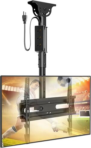 TV Ceiling Mount Adjustable Bracket Fits Most LED, LCD, OLED and Plasma Flat Screen Display 26 to 65 Inch, Maximum Load Capacity 88 Lbs, Mounting Holes 400x400mm (AX11TB01), Black in Kuwait