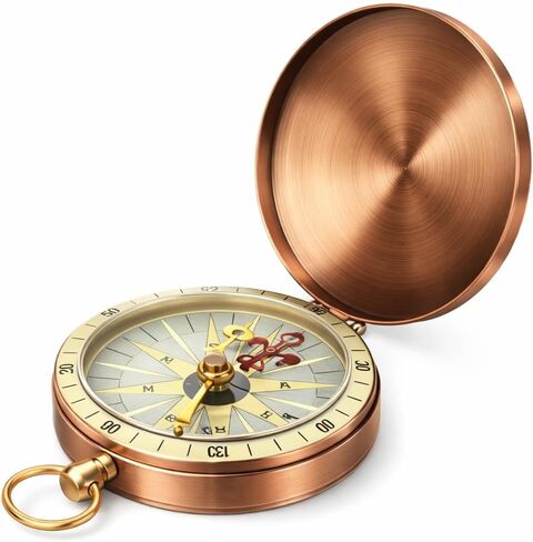 Compass Pocket Watch,Portable Vintage Retro Metal Copper Flip Cover Camping Survival Compass for Camping Hiking Boating Outdoor Sports in Saudi Arabia