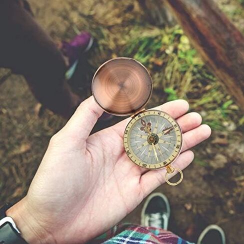 Compass Pocket Watch,Portable Vintage Retro Metal Copper Flip Cover Camping Survival Compass for Camping Hiking Boating Outdoor Sports in Saudi Arabia
