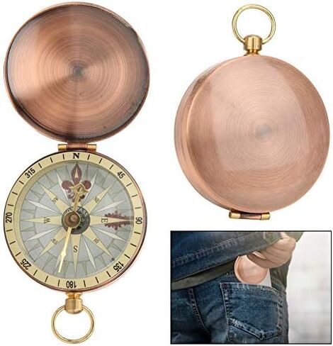 Compass Pocket Watch,Portable Vintage Retro Metal Copper Flip Cover Camping Survival Compass for Camping Hiking Boating Outdoor Sports in Saudi Arabia