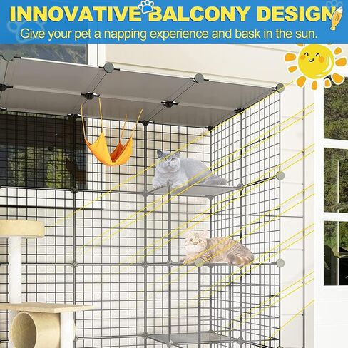 Eiiel DIY حاوية كبيرة للقطط في الهواء الطلق قفص للقطط بيت القطط مع 6 منصات القفز للعب Catio مع مدخل كبير سهل التنظيف in Saudi Arabia