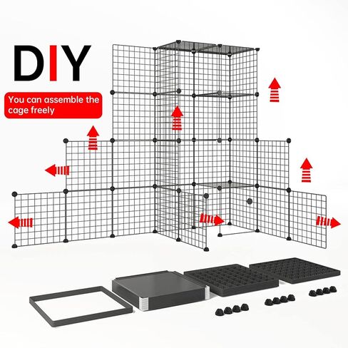 Eiiel DIY حاوية كبيرة للقطط في الهواء الطلق قفص للقطط بيت القطط مع 6 منصات القفز للعب Catio مع مدخل كبير سهل التنظيف in Saudi Arabia