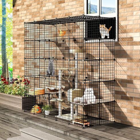 Eiiel DIY حاوية كبيرة للقطط في الهواء الطلق قفص للقطط بيت القطط مع 6 منصات القفز للعب Catio مع مدخل كبير سهل التنظيف in Saudi Arabia