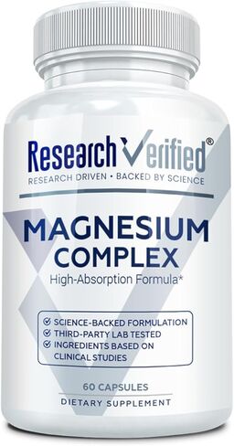Research Verified Magnesium Complex - Brain, Muscle and Nerve Support - Magnesium Bisglycinate, Malate, Citrate, and Oxide - Bioperine - 360 Capsules - Vegan in Saudi Arabia