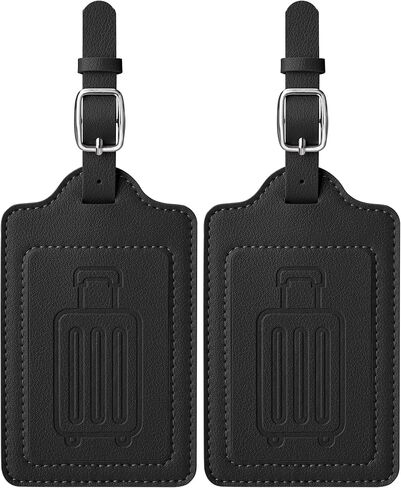 Teskyer Leather Luggage Tags for Suitcases, TSA Approved Luggage Tag with Privacy Protect Flap Cover, 2 Pack, Brown in Kuwait
