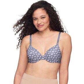 Warner's Women's Cushioned Underwire Lightly Lined T-Shirt Bra 1593, Evening Blue W/Nirvana DOT in Kuwait