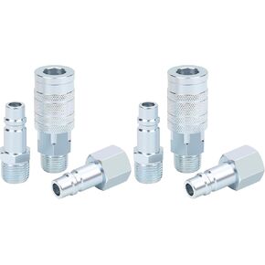 HOOTSUM 1/2" Air Hose Fittings Set, High Flow 1PC I/M Industrial Type Coupler with 1/2" MNPT, 2PCS Plugs with 1/2" NPT, 3PCS Steel Air Compressor Accessories Quick Connect Fittings 300PSI in Kuwait