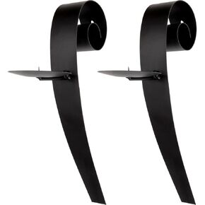 Lily’s Home Art Deco Leaves Wall Sconce Tea Light Candle Holders, Steel, Black, Set of 3. Clear Glass Tealight Candle Holders Included in Kuwait