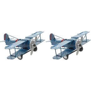 LOGOFUN Iron Aircraft Model Vintage Metal Airplane Toy Creative Photo Props Gifts Home Decoration (Blue) in Kuwait