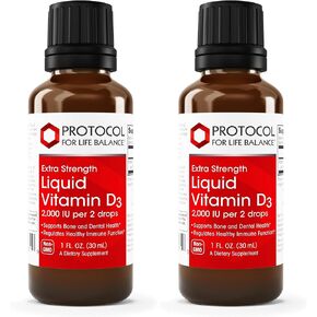 Protocol Liquid Vitamin D3 2,000 IU - Extra Strength - Bone & Teeth Support* - Dietary Supplement for Immunity & Bone Mineralization* - Non-GMO, Halal, Kosher, Keto-Friendly - 536 Servings in Kuwait