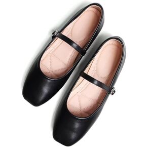 TN TANGNEST Leather Flats for Women Comfortable Square Toe Slip On Flats Soft Work Flats Retro Mary Jane Flats Wine red 42(9.5) 2 in Kuwait