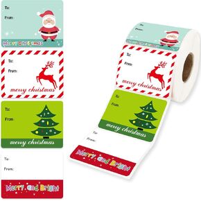 500 Pcs Christmas Gift Tags - Christmas Labels Stickers, Self Adhesive Christmas Name Tag Stickers for Presents, Christmas Gift Labels, to and from Christmas Tags Xmas Santa Holiday Decor in Kuwait