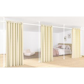 Room Divider Curtain Rod, No Drilling Rod, 4-10ft (H) 28-114inch(W) Adjustable Heavy Duty Floor to Ceiling Self Stand - Anywhere Freestanding Damage Free for Space Partition White in Kuwait