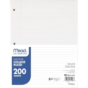 Mead Economical Filler Paper, College Ruled, 11 x 8-1/2, 200 Sheets in Kuwait