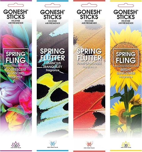 روائح الخريف من Gonesh - مجموعة متنوعة من أعواد البخور - أعواد عطرية غير سامة مقاس 10 بوصات - اللحاء والعنبر، من The Fireside، الخريف لودج، جلد مزخرف - 30 عصا لكل منها in Saudi Arabia
