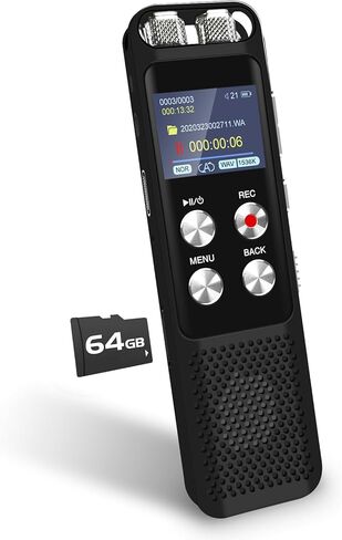 48GB Digital Voice Recorder: Voice Activated Recorder with Playback, Audio Recording Device for Lectures Meetings, Dictaphone Sound Tape Recorder with Password | USB in Kuwait