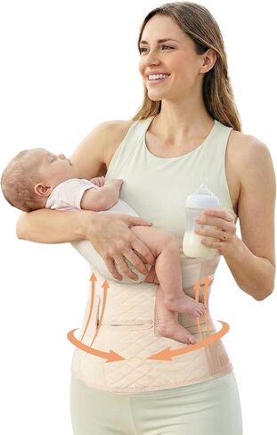 حزام البطن بعد الولادة للنساء: حزام ضغط البطن بعد الجراحة - حزام الخصر بعد الولادة على شكل حرف C باللون الأسود in Kuwait