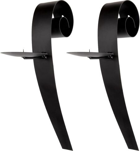 Lily’s Home Art Deco Leaves Wall Sconce Tea Light Candle Holders, Steel, Black, Set of 3. Clear Glass Tealight Candle Holders Included in Kuwait