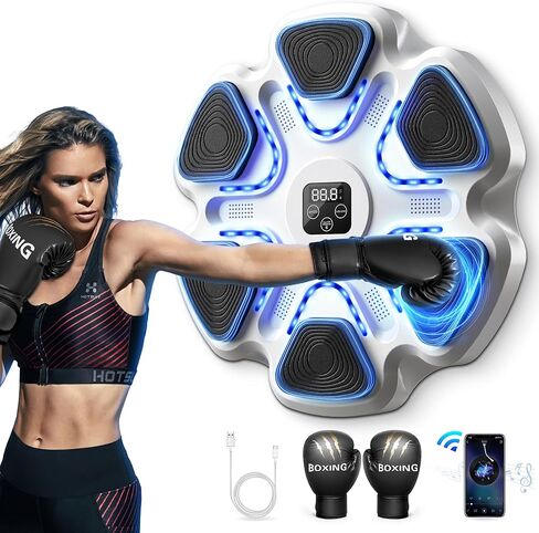 Music Boxing Machine with Gloves for Adults Boxing Machine Wall Mounted Music, Smart Bluetooth Boxing Equipment for Home and Gym, Training Machine with Electronic Wall Mounted in Saudi Arabia
