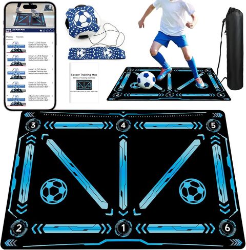 Soccer Training Mat, Soccer Training Equipment Includes Premium Anti-Slip Soccer Socks Improve Agility and Coordination,Anti-Slip Silent Absorption Soccer Footwork Training Mat in Saudi Arabia