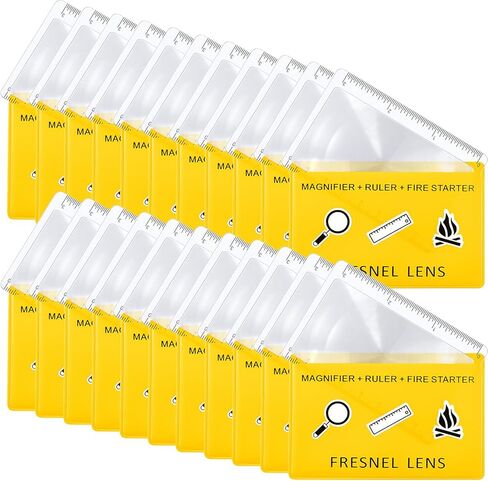 Frienda 20 Pieces Fresnel Lens Credit Card Magnifier Pocket Plastic Ruler Starting Solar Fire Emergency Bushcraft Compact Survival Outdoor Leisure in Saudi Arabia