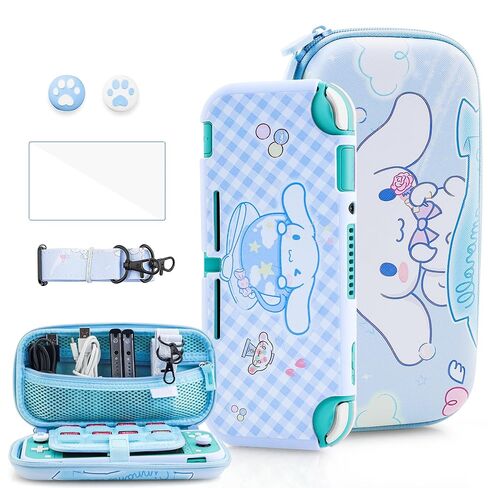 HYPERCASE Cute Switch Lite Case Kit of Kirby, with Pink Travel Carrying Bag for Lite Accessories Storage, Softshell Switch Lite Cover Skin, HD Screen Protector, Shoulder Strap & 2 Kawaii Thumb Caps in Saudi Arabia