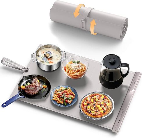 بساط تسخين للطعام، بساط تدفئة الطعام، صينية تدفئة كهربائية محمولة مع 7 إعدادات لدرجة الحرارة، سخان طعام كامل سريع للحفلات والتجمعات والاستخدام اليومي in Kuwait
