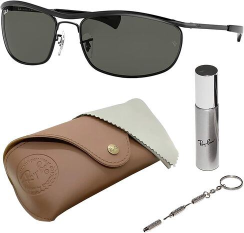Ray-Ban RB3119M Olympian Deluxe Oval Shape Sunglasses With Eyewear Kit Bundle - Adjustable Nose Pads - Ideal Formal and Casual Wear Retro Sunglasses in Saudi Arabia