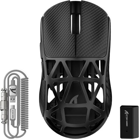 ATTACK SHARK R2PRO 45g Superlight Magnesium Alloy Mouse, PixArt PAW3950 Sensor, 42000DPI, 8000Hz Wireless Polling Rate, 2.4G/BT/Wired Gaming Mouse, Programmable Mice with Coiled Cable, PC/Mac, Black in Saudi Arabia